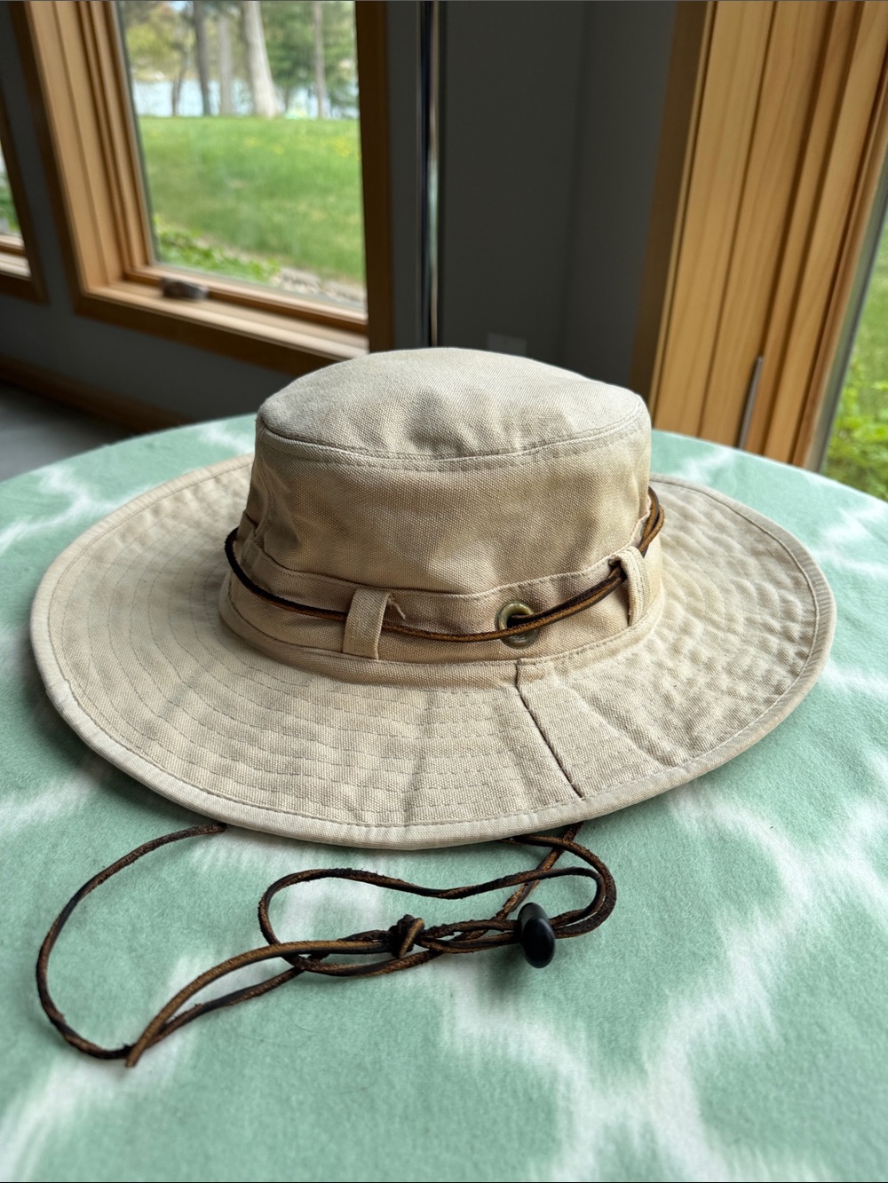 POP brand Beige Cotton Canvas Wide-Brim Outdoor Sun Hat